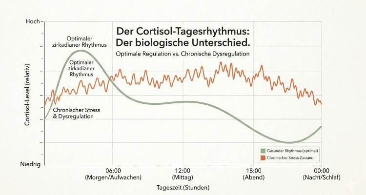 Cortisol-Tagesrhythmus: gesund vs. chronischer Stress